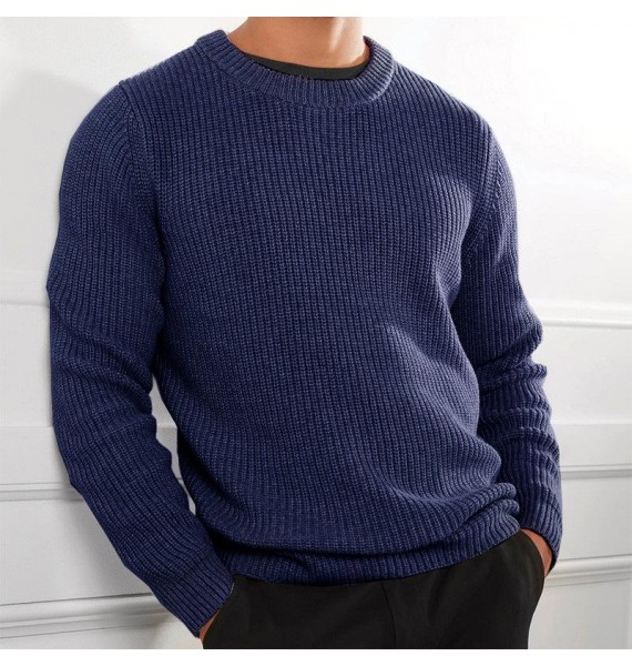 Men's Casual Solid Color Pullover Sweater