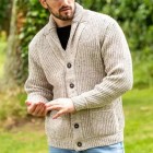 Men's Casual Thickened Warm Long Sleeve pel Pocket Knit Cardigan