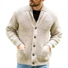 Men's Casual Thickened Warm Long Sleeve pel Pocket Knit Cardigan