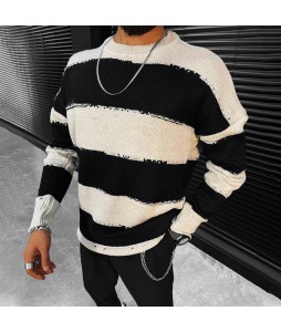 Oversized Men's Simple Fashion Striped Sweater