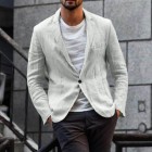 Men's Linen Solid Color Thin Casual Jacket