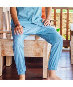 Men's Buttoned Linen Lounge Pants