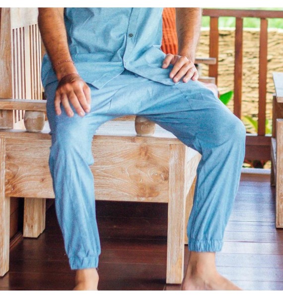 Men's Buttoned Linen Lounge Pants