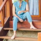 Men's Buttoned Linen Lounge Pants