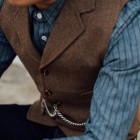 Suede Men's Simple Waistcoats