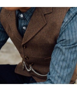 Suede Men's Simple Waistcoats