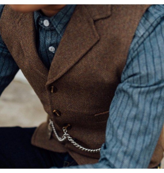 Suede Men's Simple Waistcoats