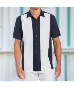 Contrast Color Fashion Casual Men's Short Sleeve Shirt