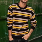 Men's Casual Sweater  Striped Crewneck Sweater Knitwear