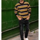 Men's Casual Sweater  Striped Crewneck Sweater Knitwear