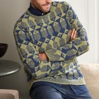 Men's  Jacquard Crew Neck Long Sleeve Sweater