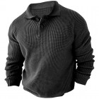 Men's  Long Sleeve Pol Casual Quarter Button Up pel Colr Fall Winter O Sweater