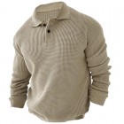 Men's  Long Sleeve Pol Casual Quarter Button Up pel Colr Fall Winter O Sweater