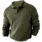 Men's  Long Sleeve Pol Casual Quarter Button Up pel Colr Fall Winter O Sweater