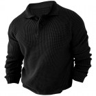 Men's  Long Sleeve Pol Casual Quarter Button Up pel Colr Fall Winter O Sweater