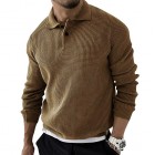 Men's  Long Sleeve Pol Casual Quarter Button Up pel Colr Fall Winter O Sweater