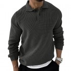 Men's  Long Sleeve Pol Casual Quarter Button Up pel Colr Fall Winter O Sweater