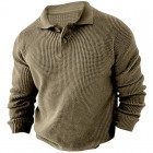 Men's  Long Sleeve Pol Casual Quarter Button Up pel Colr Fall Winter O Sweater