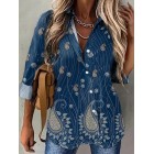 Casual Loose Striped Print Sunscreen Long Sleeve Blouse