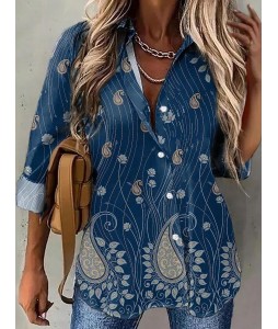 Casual Loose Striped Print Sunscreen Long Sleeve Blouse