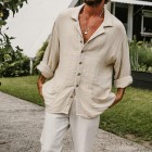 Linen V-Neck Overshirt