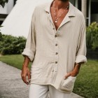 Linen V-Neck Overshirt