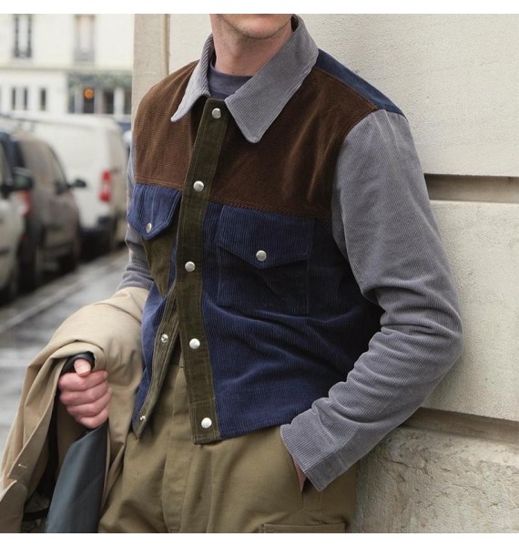 Men's Casual Patchwork  Corduroy Waistcoats