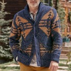 Men's Retro Tribal Ethnic pel Jacquard Long Sleeve Sweater Cardigan