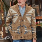 Men's Retro Tribal Ethnic pel Jacquard Long Sleeve Sweater Cardigan