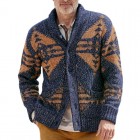 Men's Retro Tribal Ethnic pel Jacquard Long Sleeve Sweater Cardigan