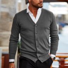 Men's Pin V Neck Buttoned Knitted Cardigan