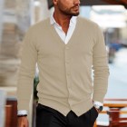 Men's Pin V Neck Buttoned Knitted Cardigan