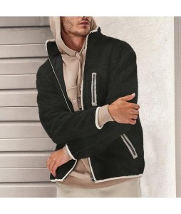 Men's Solid Color Pipe Por Fleece Jacket