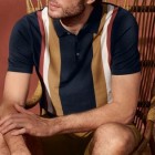 Men's casual striped short sleeve polo shirt