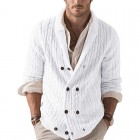 Men's Fashion Casual Solid Color pel Long Sleeve Sweater Cardigan