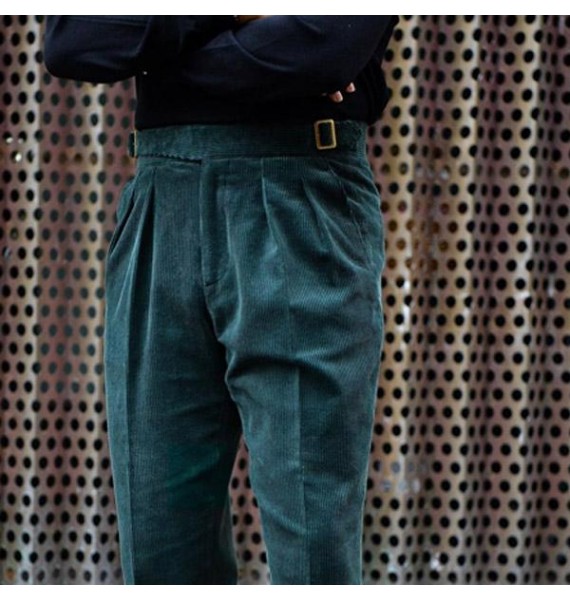 Retro Casual Mens Trousers In A Solid Color