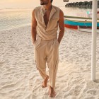 Men's Solid Color Sleeveless Beach Casual Shirt