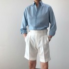 Gentleman elegant casual linen shorts