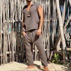 Men's Linen Minimalist Holiday Hooded Tank Top