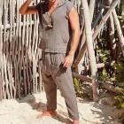 Men's Linen Minimalist Holiday Hooded Tank Top