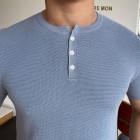 Gentlemen Round Neck Button Knitted Polo Shirt