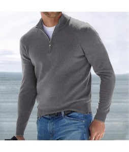 Men's Half Open Colr Zip Slim Base yer Pullover Sweater