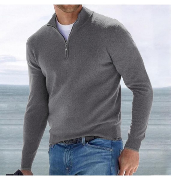 Men's Half Open Colr Zip Slim Base yer Pullover Sweater