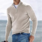 Men's Half Open Colr Zip Slim Base yer Pullover Sweater