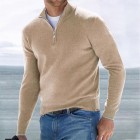 Men's Half Open Colr Zip Slim Base yer Pullover Sweater