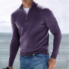 Men's Half Open Colr Zip Slim Base yer Pullover Sweater