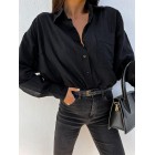 Casual Cotton Buttoned Pockets Pin Blouse