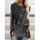 Casual  Ethnic Print Crew Neck Long Sleeve Shirt