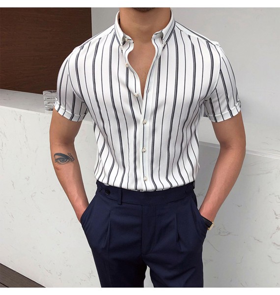 Gentleman elegant and simple design vertical striped shirt