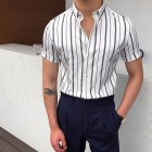 Gentleman elegant and simple design vertical striped shirt